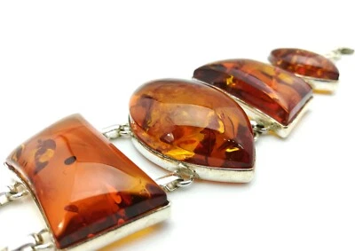 50.9gr Genuine X Large Rare Baltic Amber Bracelet Natural Inclusions Vintage - Image 1 of 3