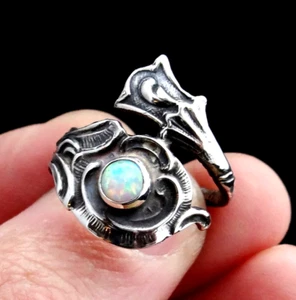 VTG Style White Opal Ring Native American Sterling Silver Jewelry Size 5-9.5 - Picture 1 of 12