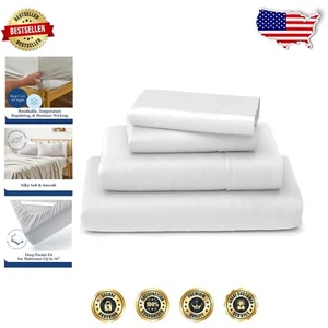 Luxury Bamboo Bed Sheets - 4-Piece Cooling Set with Deep 16-Inch Pockets, Full - Picture 1 of 10