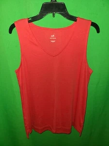 9002) NWOT J JILL medium Pima V-Neck Tank tee cotton red new - Picture 1 of 7