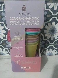 Manna Color Changing Tumbler & Straw Set 6 Cups/lids/straws 12oz - Picture 1 of 5