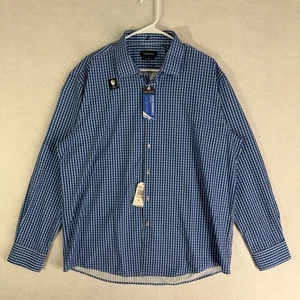 NWT Nautica Performance Super Shirt Slim Fit Button Up Blue Check Men's XL - Picture 1 of 13
