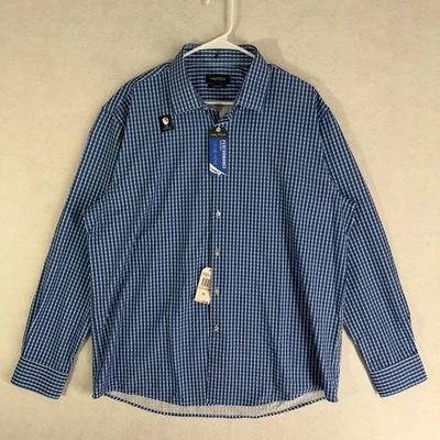 NWT Nautica Performance Super Shirt Slim Fit Button Up Blue Check Men's XL - Image 1 of 4