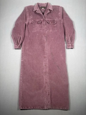 Vintage Eddie Bauer Maxi Dress Long Sleeve Women’s Small Pink Corduroy Button - Image 1 of 4