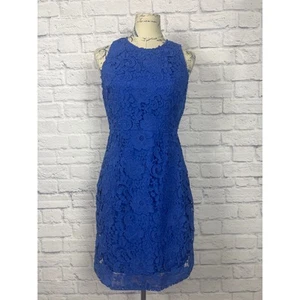 J Crew Collection New With Tags Evening/ Cocktail Blue Lace Eyelet Sheath Dress  - Picture 1 of 9