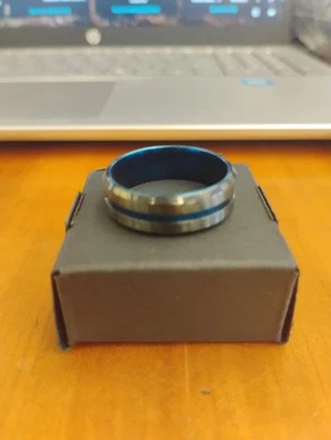 Black Ceramic Ring with Blue Interior Men's Women's Jewelry W/Box - Image 1 of 2