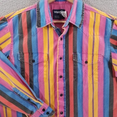 Camisa De Colección Wrangler Brushpopper Grande 16 35 Western Rodeo Vaquero Amarillo Azul EE. UU. Foto 1 de 4
