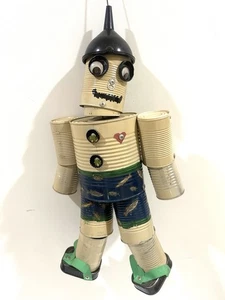 Handmade Outdoor Hanging "Tin Man" Garden Decoration Tin Cans Funnel Fish Themed - Picture 1 of 6
