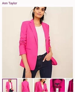 Ann Taylor Hot Pink Textured Hutton Blazer Size 12 New - Picture 1 of 1