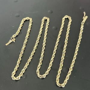 Collier chaîne corde or massif jaune 14 carats 2 mm taillé diamant 18" (8 gr) Oroamerica - Photo 1/7