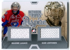 2012-13 Between the Pipes MAXIME LAGACE RC KARI LEHTONEN Aspire Dual Jersey /140