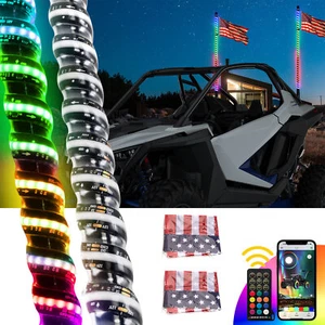 2✖4FT RGB COB LED Whip Lights Antenna Chase APP &Remote For ATV UTV SXS Off-Road - Picture 1 of 10