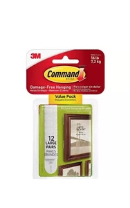 Tiras colgantes de imagen grande Command 12 pares sujeción fuerte 3M 17206-12ES, blancas - Imagen 1 de 4