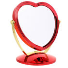 Vintage Heart Shaped Makeup Mirror - Double-Sided Tabletop Vanity Mirror (Red)