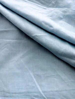Natural Plain Blue 100% Pure Linen Italian Finish / 60 Lea / 56" Inch Width - Image 1 of 4