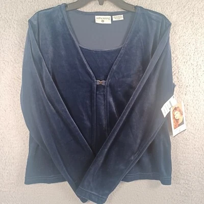 Vintage Kathy Ireland Womens Blue Long Sleeve Top Size Medium Kmart Classic - Image 1 of 4