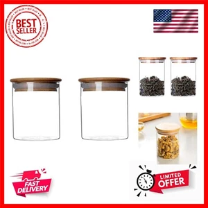 Pack of 2 8oz250ml Clear Glass Food Storage Jar Tea Canister Containers with ... - Picture 1 of 8