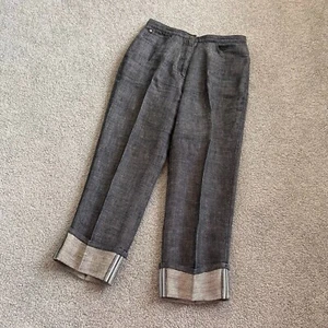 - Anne Klein Career Cuffed Flax Linen Pants in Dark Blue US6 - Picture 1 of 7