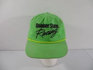 Gorra de camionero vintage Quaker State Racing neón verde lima cuerda con correa - Imagen 1 de 12