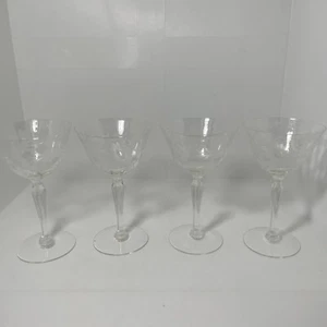 (4) Vintage Cordial Gläser Klarglas geätzt Blumenmuster - Bild 1 von 6