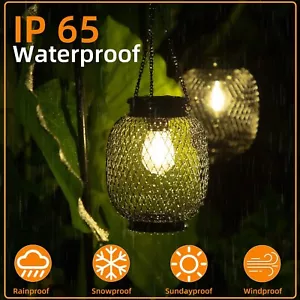 Solar Lantern Outdoor,Waterproof Hanging Solar Garden Lights,Retro Design,2 PACK - Picture 1 of 9
