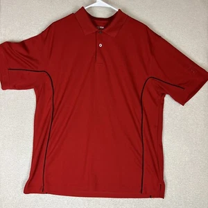 PGA TOUR Men's Polo Shirt Red Black Stripe Short Sleeve Golf Size X-Large - Picture 1 of 8