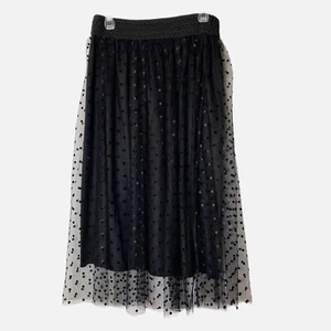 Metro Wear Polka Dot  Mesh Overlay Skirt  Elastic-waist Midi Women's  Size S - Picture 1 of 9