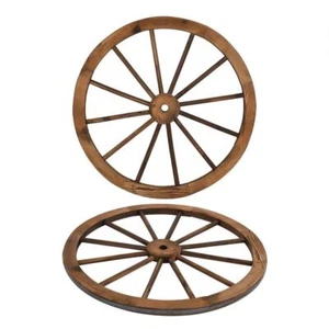 2X 30'' Vintage Rustic Fir Wood Wagon Wheel Wall Decoration Outdoor Garden Yard - Picture 1 of 9