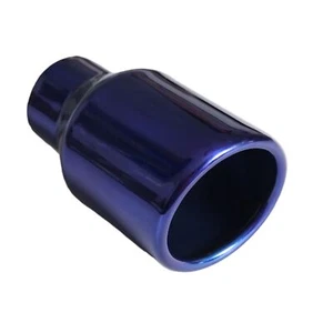 Mach-Speed Universal Car Exhaust Rolled Edged Slant Cut Single Wall Powder Blue - Picture 1 of 1