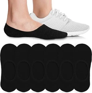 6 Pairs No Show Socks Black/White/Grey Mixed Liner Invisible Low Cut Size:9-11 - Picture 1 of 10