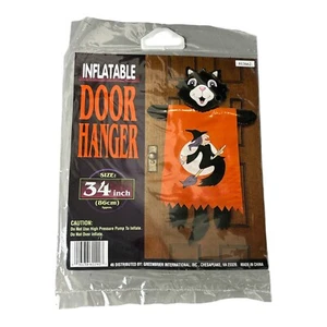 Halloween Black Cat Witch Inflatable Door Hanger 34" *New - Picture 1 of 2