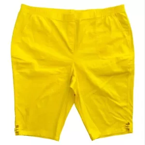 Bermudas Allison Daley 22W Talla Grande Amarillo Bolsillos Elásticos Nuevos con Etiquetas - Imagen 1 de 5