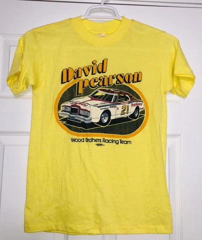 Vintage Wood Brothers Racing Team T-Shirt Pearson Single Stitch USA Nascar Ford Cover