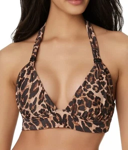 Bar III Women's Beach Cheetah Banded Halter Bikini Top small (B3) - Picture 1 of 3