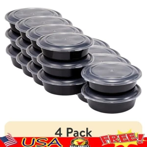 4 Pack Round Meal Prep Food Storage Containers BPA Free Stackable Microwave Safe - Picture 1 of 7