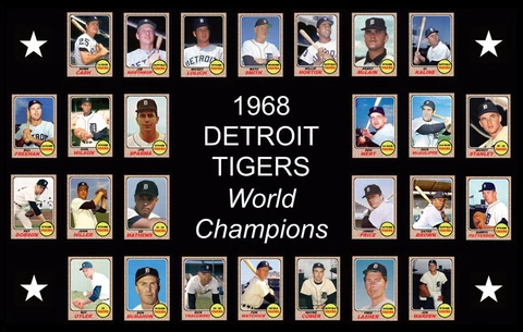 1968 DETROIT TIGERS Baseball Card Set Team Photo POSTER Unique Wall Art Decor 68 Cover