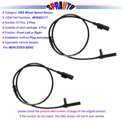 2x Sensor de velocidad de rueda ABS para Mercedes-Benz G500 08-09 G550 09-18 G63 AMG 13-18 Foto 1 de 4