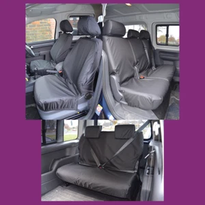 Volkswagen Caddy Maxi Life 2004-2021 Front + Rear (7 Seats) Black Seat Covers - Picture 1 of 5