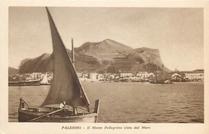 Palermo Italy Mount Pellegrino Sailboats and Village Postcard - Picture 1 of 2
