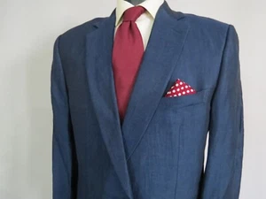 Ermenegildo Zegna Su Misura Midnight blue silk linen blend sport coat 46 R - Picture 1 of 9