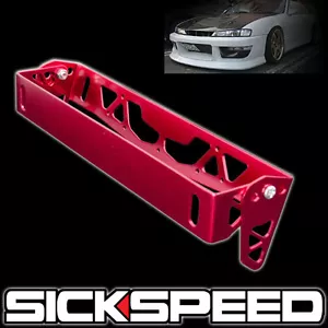 LICENSE PLATE TILT RELOCATION BRACKET FRONT BUMPER BILLET MOUNT HOLDER RED P4 - Picture 1 of 1