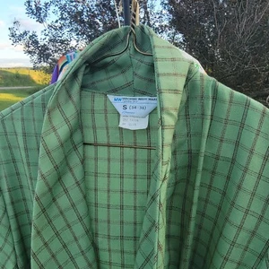 Vintage Men's Small Rayon Robe JC Penney's Green Plaid 70s Dad 34-36 Nice - Picture 1 of 5