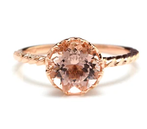 2.00 Carats Natural Morganite 14K Solid Rose Gold Ring - Picture 1 of 8