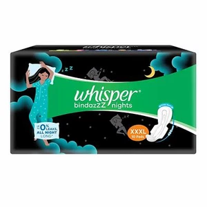 Whisper Bindazzz Nights Sanitary Pads for Women XXXL 10 Napkins FREE SHIP - Picture 1 of 9