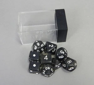 Vintage Black Chessex 9pc Polyhedral w Pips Würfel Set OOP OLD GLITTER Sparkle - Bild 1 von 3