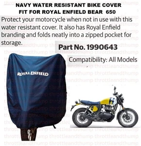 NAVY WATER RESISTANT BIKE COVER FIT FOR ROYAL ENFIELD NEW BEAR 650 - Picture 1 of 3