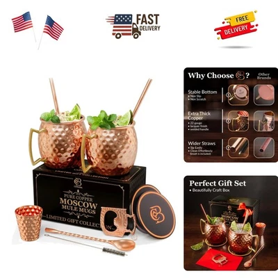 Tazas de cobre Moscow Mule - Juego de regalo único HECHADO A MANO DE 2, martilladas por Artis... Foto 1 de 4