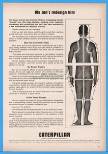 1964 Caterpillar Tractor Can't Redesign Human Body Diagram Ride Simulator Ad - Picture 1 of 1