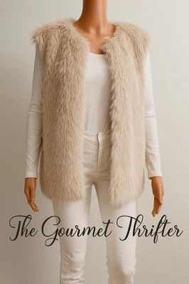 Chaleco de piel sintética Anthropologie marrón topo frente abierto chaqueta sin mangas talla única Foto 1 de 4