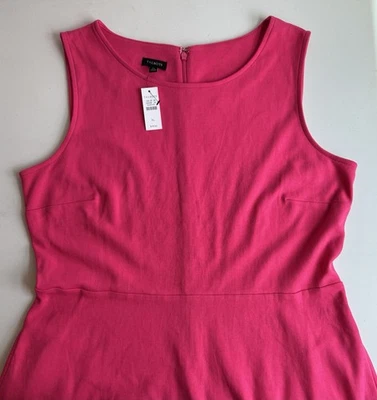 NEW Talbots Women's XL Hot Pink Sleeveless Cotton Stretch Dress w Pockets NWT Foto 1 de 4